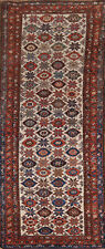 Pre-1900 Vegetable Dye Seennehh Runner Antique Rug 4x12 Hand-knotted Hallway Rug picture
