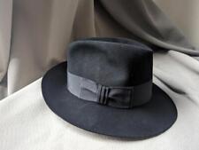 vintage USA made STETSON fedora hat 7-1/8 genuine BEAVER black FUR FELTED picture