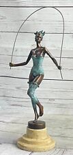 Stunning Art Nouveau Statue Jump Rope Girl in Multi Color Patina by Milo picture