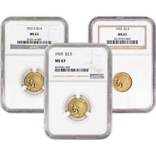 US Gold $2.50 Indian Head Quarter Eagle - NGC MS63 - Random Date and Label picture