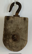 Vintage Wooden Barn Pully Wood Wheel W/ Iron Hook Great Display￼ picture