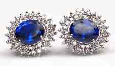 Real 14KT Gold  4.00Ct AA Natural Blue Tanzanite Certified Diamond Studs picture
