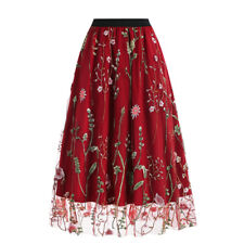 Vintage 50S 60S Women's Retro Mesh Embroidery Skirt A-Line Elegant Skirt picture