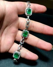 8.50 Ct Oval Cut Simulated Green Emerald Tennis Bracelet 14k White Gold Plated picture
