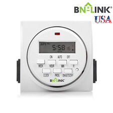 BN-LINK 7Day Heavy Duty Digital LCD Programmable Timer Dual Outlet Plug In Clock picture