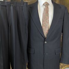 VTG Brooks Brothers 36R 30 x 28 USA MADE 2pc Navy Pinstriped 100% Wool 2Btn Suit picture