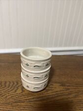 3 Longaberger Pottery Woven Traditions Green Stackable Custard Dessert Cups picture