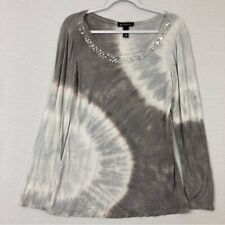 INC International Concepts Gray Tie Dye Rib Knit Embellished Top XL picture