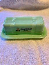 JADEITE GLASS SUNBEAM COVERED BUTTER DISH, Depression Style, Vintage, Farmhouse picture