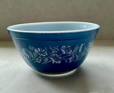 Vintage PYREX #402 Colonial Mist Mixing Bowl  Blue With White Flowers  picture