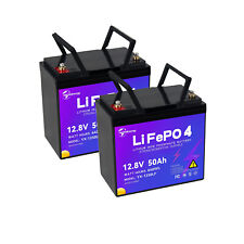 2 Pack 12V 50Ah LiFePO4 Lithium Battery for Deep Cycle RV Marine Solar System picture