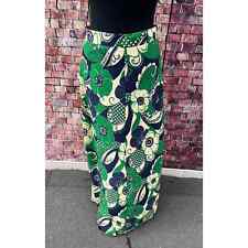 Vintage 1960's 70's Floor Length Green Floral Mod Maxi Skirt Women's Medium picture