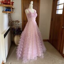 Vintage 1950s Lilac Lavender Tulle & Lace Formal Gown Size Small picture