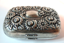 ANTIQUE 1900'S STERLING SILVER 925 SOAP DISH WITH FLOWERS 84 grams.. picture