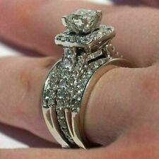 Princess Cut Moissanite Engagement Bridal Ring Set Real 925 Sterling Silver SZ 6 picture
