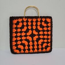 Vintage Mid-Century Crochet Handbag Purse Made In Spain Granny Square Handmade picture
