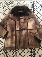 William Barry Vtg Leather Suede Sherpa Lined Jacket Coat Western Brown Mens 46 picture
