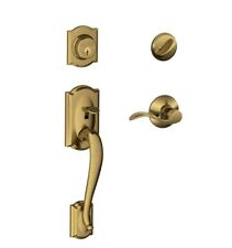 Camelot Antique Brass Single Cylinder Door Handleset Right Handed F60CAM609ACC R picture