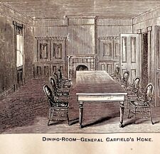 President General Garfield Dining Room 1881 Wood Engraving Victorian DWFF7 picture