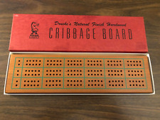 Vintage Drueke No. 28 Natural Finish Hardwood Cribbage Board Original Box GREAT picture