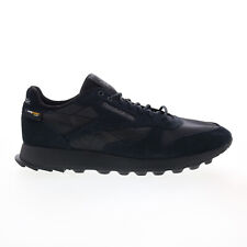 Reebok Classic Leather Mens Black Suede Lifestyle Sneakers Shoes picture