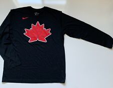 Nike Team Canada 2022 Hockey Black Long Sleeve Maple Leaf Tee Men XL picture