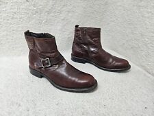 Mario Rossi Men Boots 11 Brown Leather Zip Up Buckle Ankle Chelsea Shoes picture