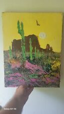 California Painting on Canvas Paul Blaine Henrie DAWN IN THE DESERT 1969 Signed picture