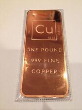 1 (One) Pound .999 Copper Bullion Bar By Unique Metals picture