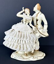 Vintage Wilhelm Rittirsch Dresden Lace Figurine Victorian Dancing Couple 7.5”H picture