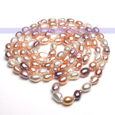 Natural Baroque Freshwater Pearl Necklace Chain White Pink Lavender 50 inch long picture