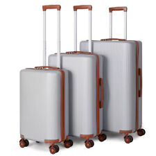 3pcs Hard Shell Luggage Suitcase Set, Carry On Trolley Case With TSA Lock,Silver picture