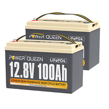 Power Queen 2 Pack 12V 100Ah LiFePO4 Deep Cycle Lithium Battery BMS for Solar RV picture