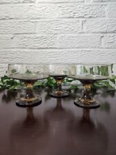 6 Vintage Libbey Tawny Accent Brown Smoke Footed Sherbet Champagne Glasses 8oz picture
