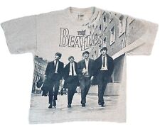 Vintage 1997 Beatles T- Shirt All Over Print XL Black & White Gray Gildan Heavy picture