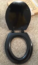 Vintage Bemis Black Round Front Toilet Seat - New In Box - NOS - 500D Dial Hinge picture