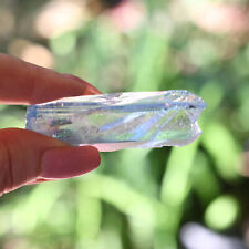 Aqua Aura Quartz Terminated Twin Point Lemurian Seed 2.4in 61m USA Crystal #325 picture