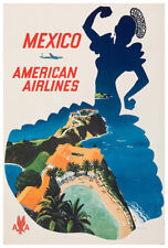 American Airlines - Mexico  - Vintage Airline Travel Poster #2 picture