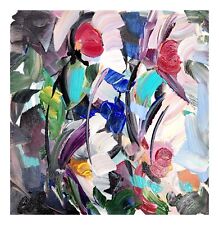 Corbellic Impressionism 12x12 Blossom Original Layered Flowers Canvas Home Art picture