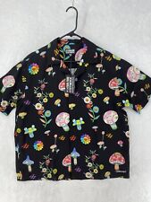 Takashi Murakami Shirt Adult Large Black +44 Shroom Rayon Flower All Over NEW picture