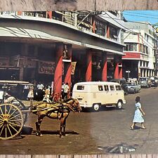 Quiapo~Manila, Philippines CARRIEDO STREET SCENE Horse~VW Van~50's Cars Postcard picture