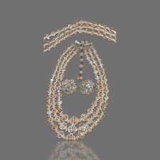 Stunning Cut Crystal German Parure, Necklace, Bracelet and Earrings, Clip On picture