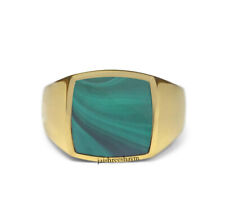 Malachite Ring Signet Gemstone Ring For Men Sterling Silver Anniversary Ring picture