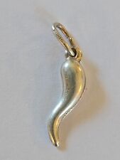 Sterling Silver Italian Horn Pendant Charm, Hollow 1g, VINTAGE picture