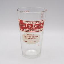 Lewis Brothers & Sons Kitchen Supply Pint Beer Glass Pittsburgh Pennsylvania picture