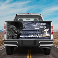 I Can Do All Things Through Christ LionChristian Jesus Cross Truck Tailgate Wrap picture