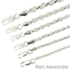 925 Sterling Silver Diamond Cut Rope Chain Bracelet .925 Italy All Sizes picture