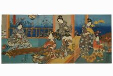 UTAGAWA KUNISIDA TOYOKUNI III (JAPAN 1786-1865) 19TH C SGND TRIPTYCH  W/B PRNTS  picture