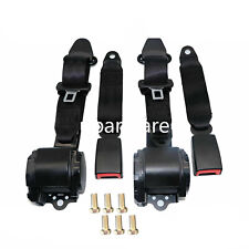 2x Retractable 3 Point Safety Seat Belt Straps Car Vehicle Adjustable Belt Kit picture