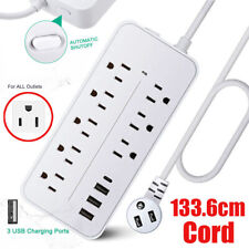 Multi Outlet Wall Mountable USB Surge Protector Power Strip 8 Outlet Plugs 12in1 picture